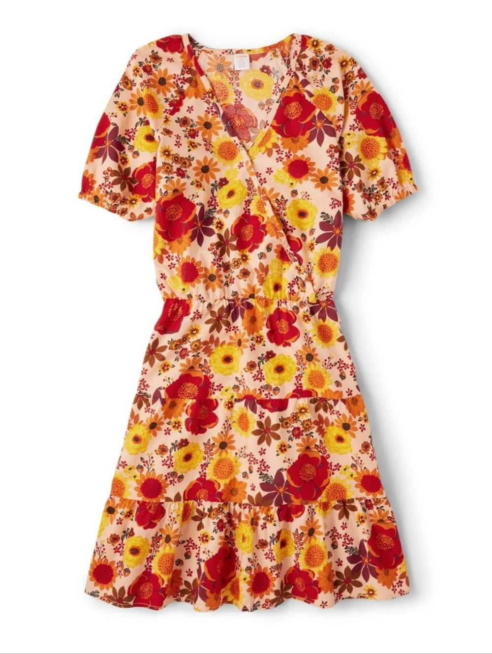 Gymbree Orange Multi Floral Wrap Dress